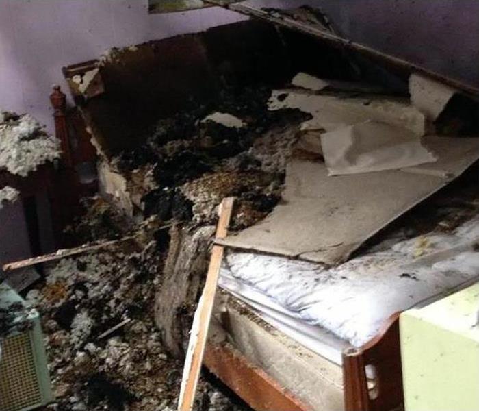 damaged room after a fire